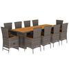 vidaXL 11-tlg. Garten-Essgruppe mit Kissen Grau Poly Rattan