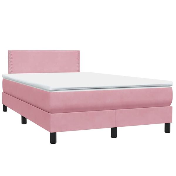 vidaXL Boxspringbett mit Matratze Rosa 120x210 cm Samt