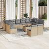 vidaXL 13-tlg. Garten-Sofagarnitur mit Kissen Beige Poly Rattan