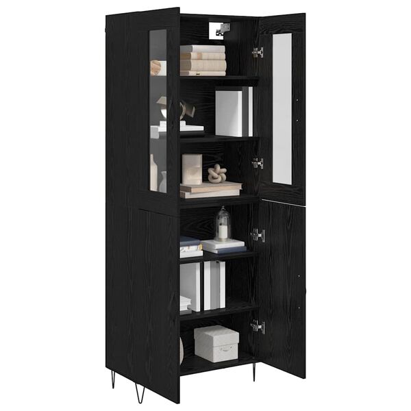 vidaXL Highboard Wei&szlig; und Schwarz Eiche 69,5 x 34 x 180 cm