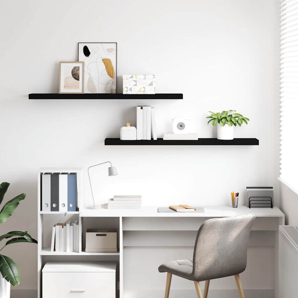 vidaXL Schweberegale 2 Stk. Schwarz 120x23,5x3,8 cm MDF