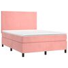 vidaXL Boxspringbett mit Matratze & LED Rosa 140x200 cm Samt