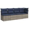 vidaXL Garten-Sofa mit Kissen Grau 227 x 62 x 69 cm Poly-Rattan