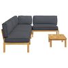 vidaXL Sofa Set mit Kissen Uni 5 pcs Anthrazit Massivholz Akazie