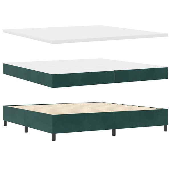 vidaXL Boxspringbett mit Matratze Dunkelgr&uuml;n 200 x 200 cm Samt