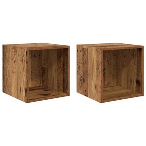 vidaXL Wandschrank 2 pcs Altholz 37 x 37 x 37 cm Holzwerkstoff