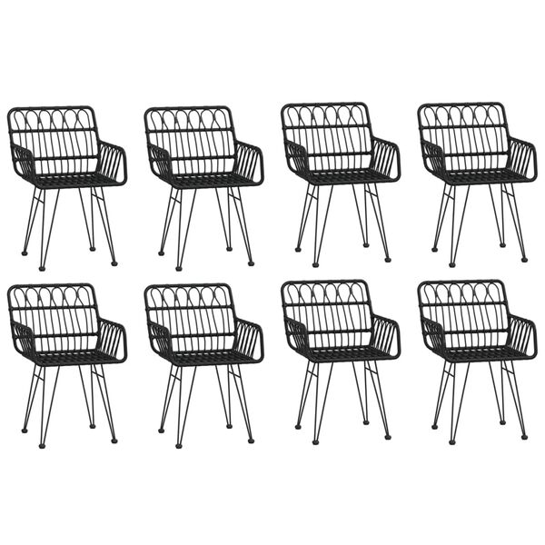 vidaXL 9-tlg. Garten-Essgruppe Schwarz Poly Rattan