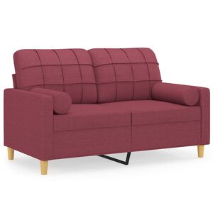 vidaXL 2-Sitzer-Sofa mit Zierkissen Weinrot 120 cm Stoff