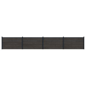 vidaXL Zaunelement 4 pcs WPC und Aluminium Schwarz