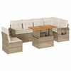 vidaXL 7-tlg. Garten-Sofagarnitur mit Kissen Beige Poly Rattan