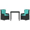 vidaXL Garten Essgruppe 3 pcs Schwarz Poly Rattan