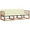 vidaXL Outdoor-Sofagarnitur mit Kissen 3 pcs Natur und Creme