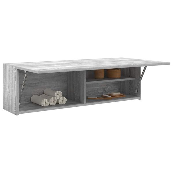 vidaXL Bad-Wandschrank Grau Sonoma 100x25x30 cm Holzwerkstoff
