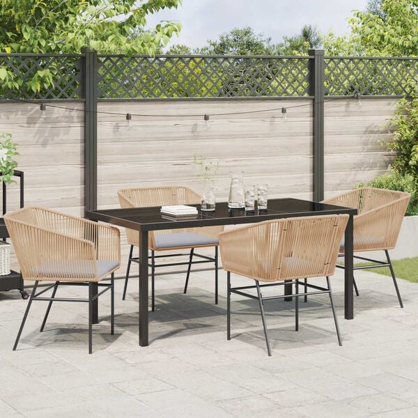 vidaXL Garten Essgruppe 5 pcs Braun Pulverbeschichteter Stahl