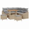 vidaXL Gartensofa-set mit Kissen mit Speicher 8 pcs Beige Poly Rattan