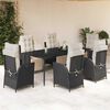 vidaXL 7-tlg. Garten-Essgruppe mit Kissen Schwarz Poly Rattan