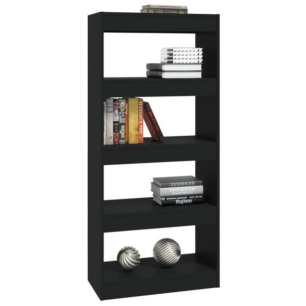 vidaXL B&uuml;cherregal/Raumteiler Schwarz 60x30x135 cm Holzwerkstoff