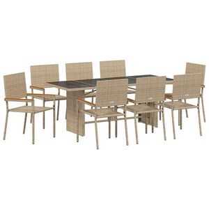 vidaXL Garten Essgruppe 9 pcs Beige Poly-Rattan