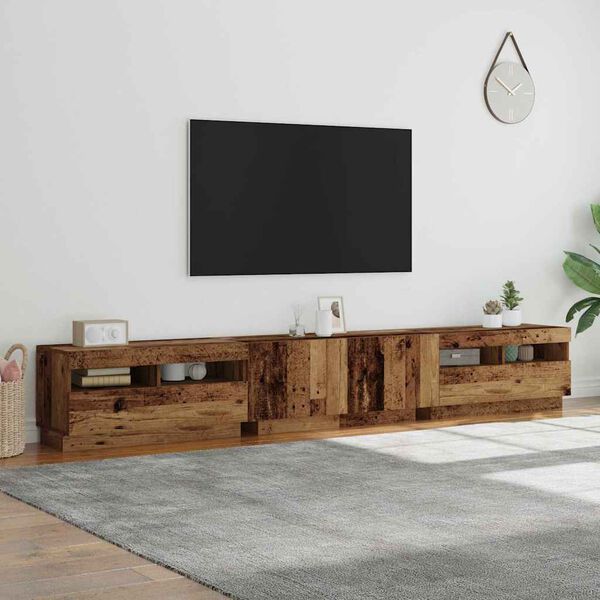 vidaXL TV-Schrank mit LED-Leuchten Altholz-Optik 260x35x40 cm