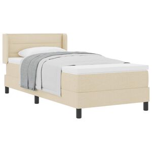 vidaXL Boxspringbett mit Matratze Creme 200 x 90 cm Polyester