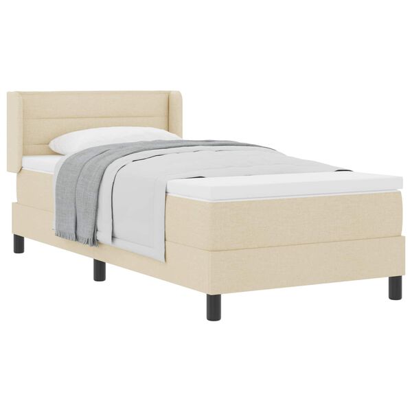 vidaXL Boxspringbett mit Kopfteil Creme 200 x 90 cm Stoff