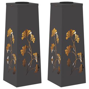 vidaXL Solar LED Weg Licht 2 pcs Schwarz Kalt gewalzter Stahl