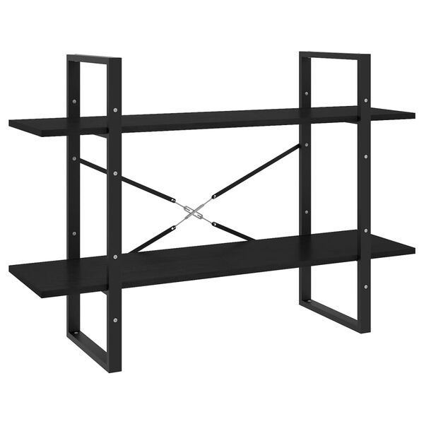 vidaXL Bücherregal 2 Böden Schwarz 100x30x70 cm Massivholz Kiefer