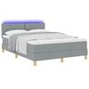 vidaXL LED Boxspringbett mit Matratze Hellgrau 140 x 190 cm Stoff