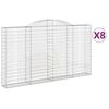 vidaXL Gabionen mit Hochbogen 8 Stk. 300x30x160/180cm Verzinktes Eisen