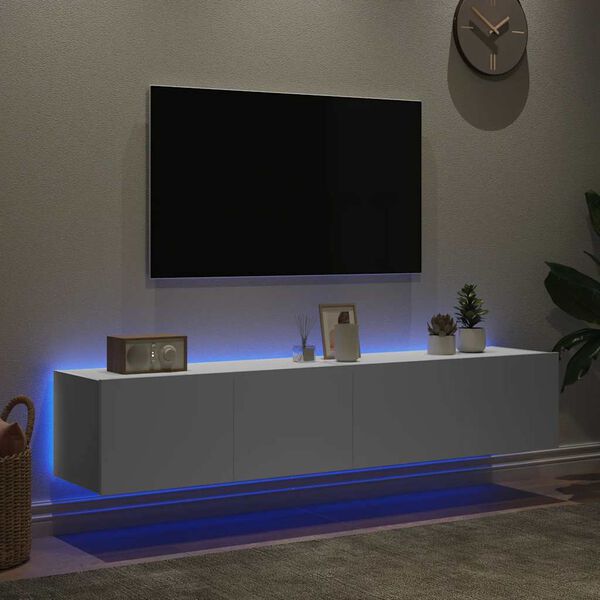 vidaXL TV-Wandschr&auml;nke mit LED-Leuchten 2 Stk. Wei&szlig; 80x35x31 cm