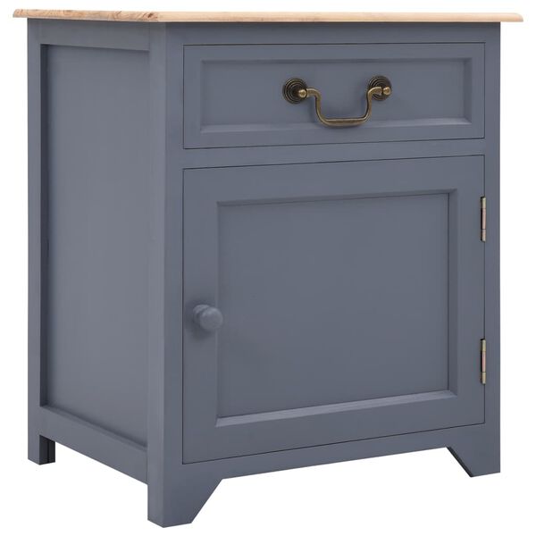 vidaXL Nachttisch Grau und Braun 40&times;30&times;50 cm Paulownia-Holz