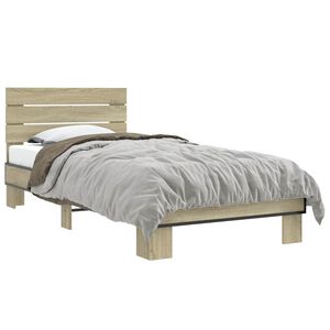 vidaXL Bettgestell mit Kopfteil Sonoma-Eiche 80 x 200 cm Holzwerkstoff
