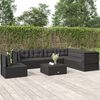 vidaXL 7-tlg. Garten-Lounge-Set mit Kissen Schwarz Poly Rattan