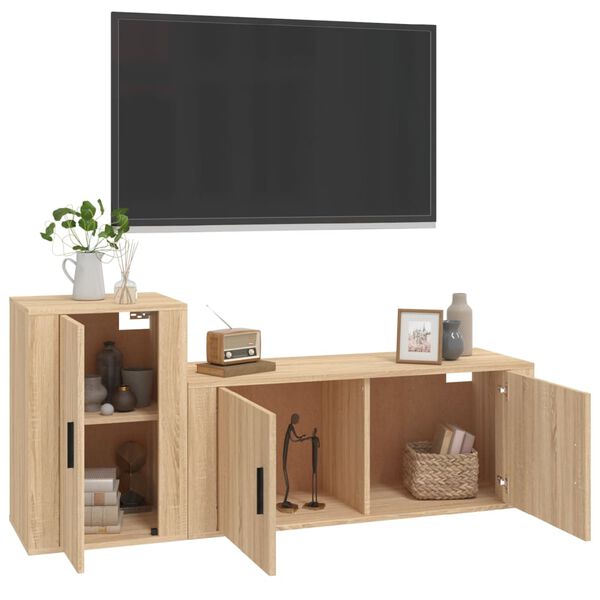 vidaXL 2-tlg. TV-Schrank-Set Sonoma-Eiche Holzwerkstoff
