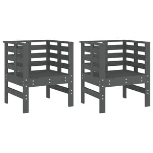 vidaXL Gartenst&uuml;hle 2 Stk. Grau 61,5x53x71 cm Massivholz Kiefer