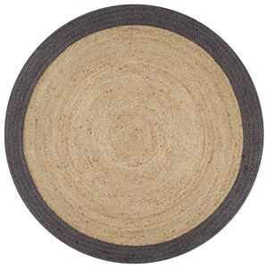 vidaXL Teppich Handgefertigt Jute mit Dunkelgrauem Rand 120 cm
