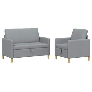 vidaXL Sofa Set mit Stauraum 2 stk. Hellgrau Polyester