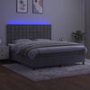 vidaXL Boxspringbett mit Matratze & LED Hellgrau 160x200 cm Samt