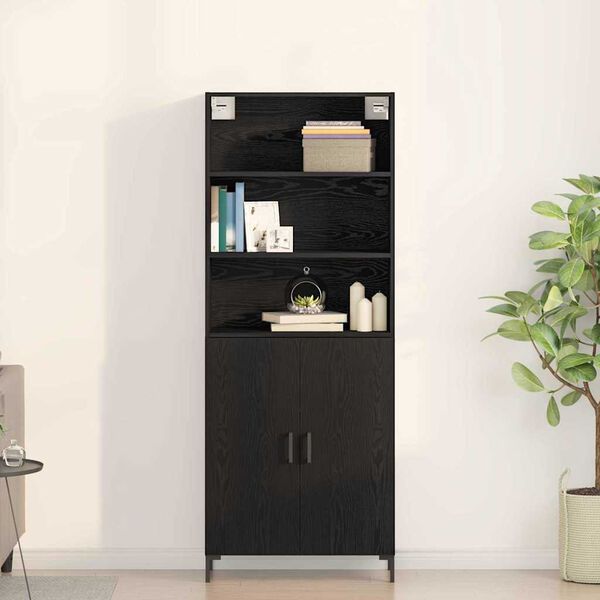 vidaXL Highboard Schwarz Eichen-Optik 69,5 x 34 x 180 cm Holzwerkstoff