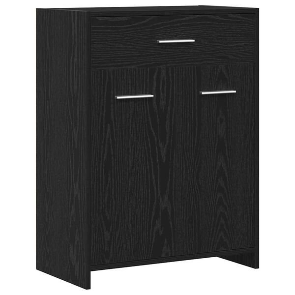 vidaXL Badezimmerschrank mit T&uuml;r Schwarz Eichen-Optik 60 x 33 x 80 cm
