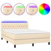 vidaXL Boxspringbett mit Matratze & LED Creme 140x200 cm Stoff