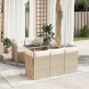 vidaXL 6-tlg. Garten-Sofagarnitur mit Kissen Beige Poly Rattan
