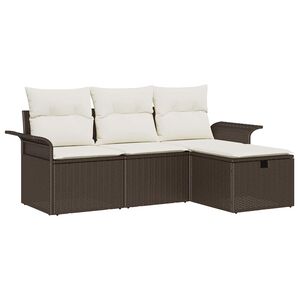 vidaXL Gartensofa-set mit Kissen 4 pcs Braun und Creme Poly-Rattan
