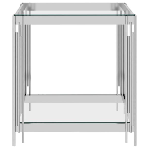 vidaXL Couchtisch Silbern 55x55x55 cm Edelstahl und Glas