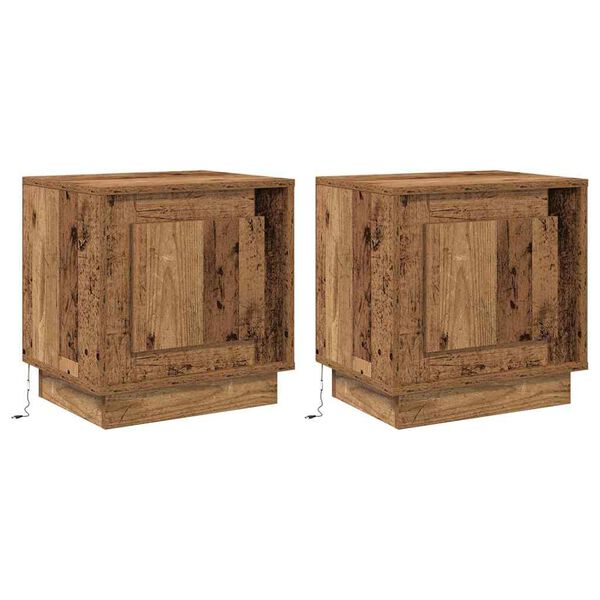 vidaXL Nachttisch 2 pcs Altholz 44 x 34,5 x 45 cm Holzwerkstoff