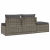 vidaXL 3-tlg. Garten-Lounge-Set mit Kissen Grau Poly Rattan