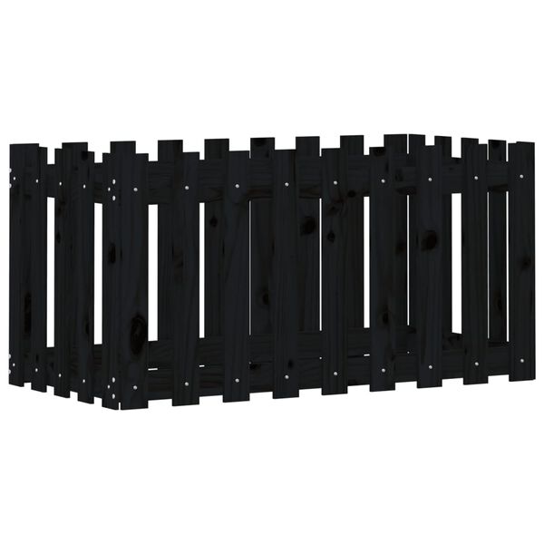 vidaXL Hochbeet Latten-Design Schwarz 100x50x50 cm Massivholz Kiefer