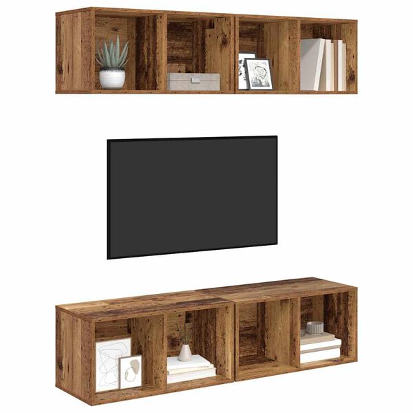 vidaXL TV-Schrankset 4 pcs Altholz 37 x 37 x 72 cm Holzwerkstoff