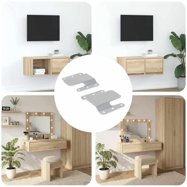 vidaXL Flush-Montagehalterung 2 pcs Silber 75 x 66 x 1,4 mm Stahl