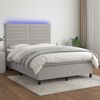 vidaXL Boxspringbett mit Matratze & LED Hellgrau 140x200 cm Stoff
